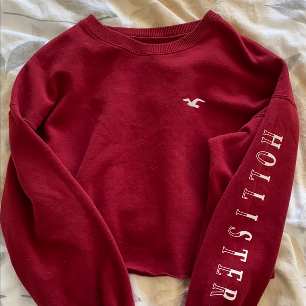 Red Hollister Cropped Sweater